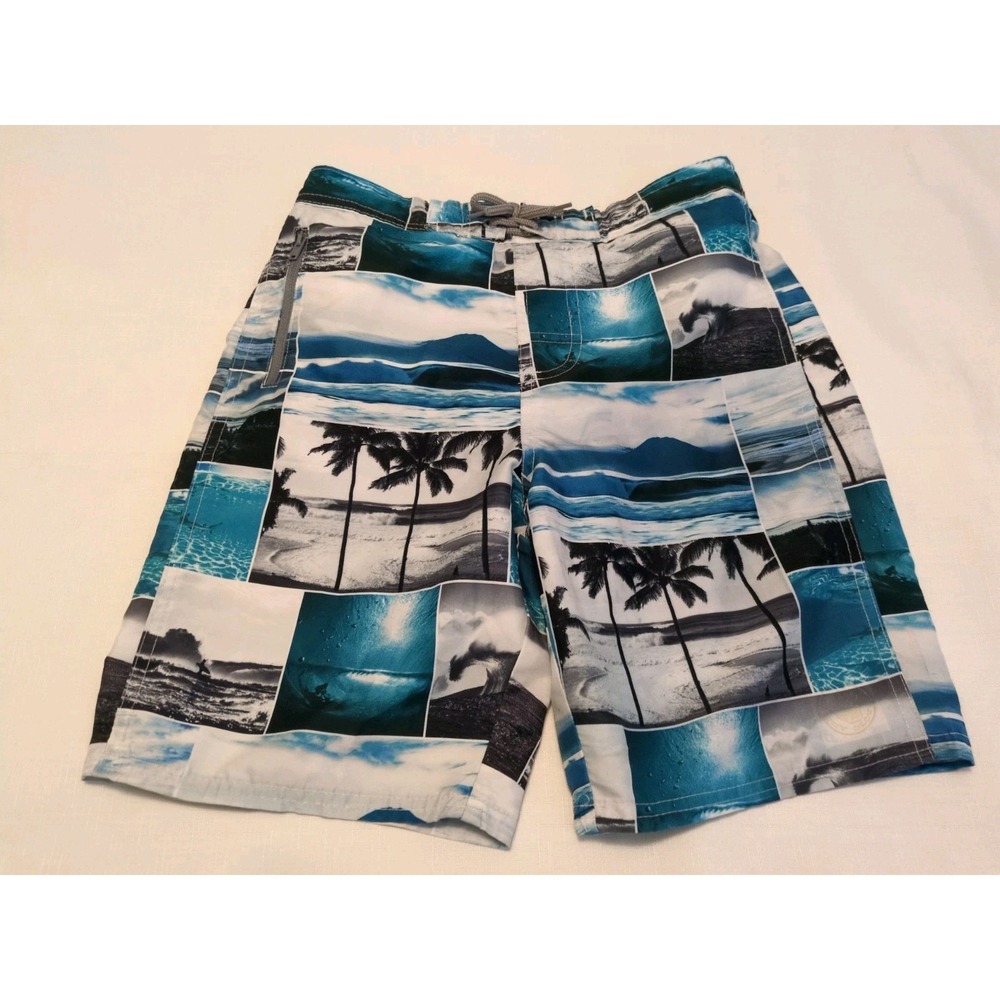 Body Glove Boys Blue Black & White "Beachy" Lined Bathing Suit Size M (10-12)